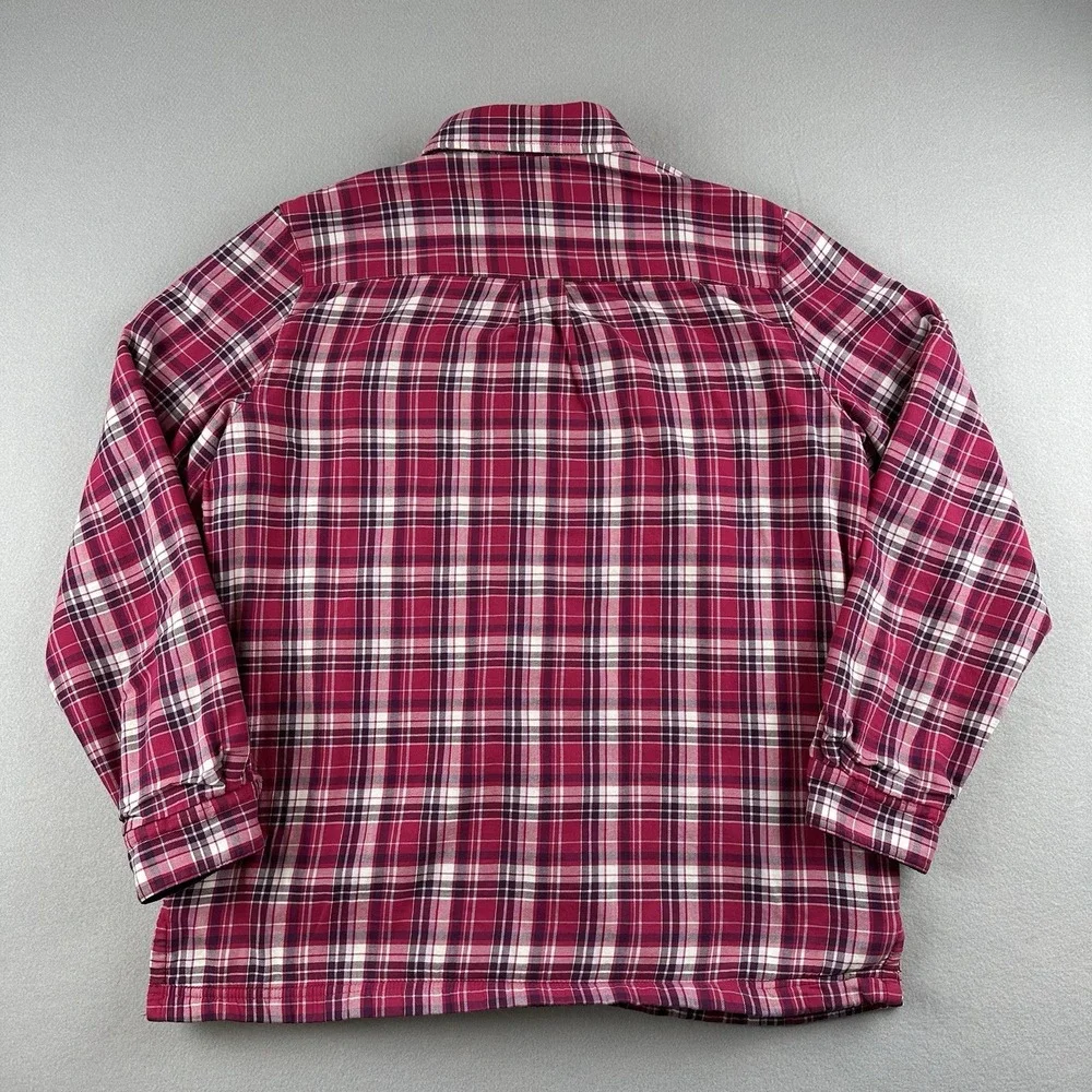 L.L. Bean Women's Pink Plaid Fleece Lined Size Medium Shirt Jacket Shacket‎